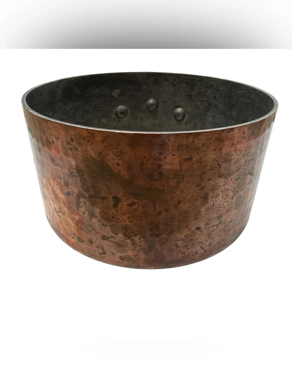 Vintage French Hammered Copper Saucepan Cast Iron Handle Made France 7.5 Inch